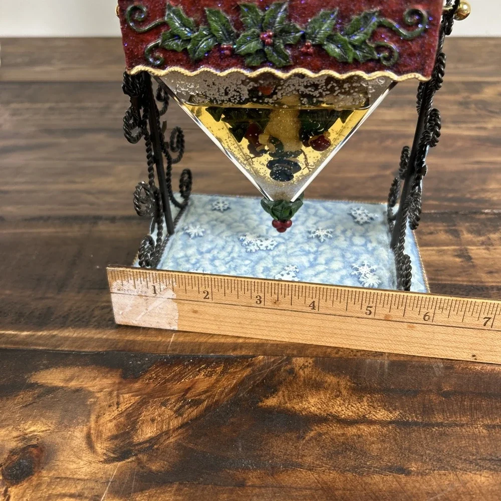 Rotating Pyramid Water Globe Christmas Santa‎ Snowman with Box. Kirkland Brand